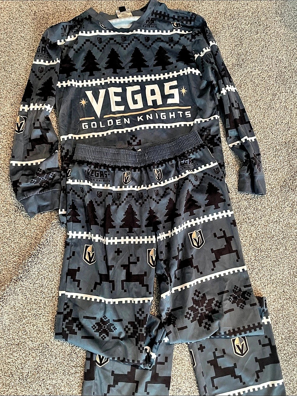 NHL Vegas Golden Knights Pajama Set Gray & Black Like New